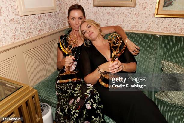 Julianne Nicholson and Kate Winslet attend the HBO/ HBO Max Emmy Nominees Reception at San Vicente Bungalows on September 19, 2021 in West Hollywood,...