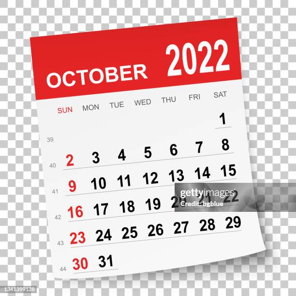 october 2022 calendar - october holiday stock illustrations