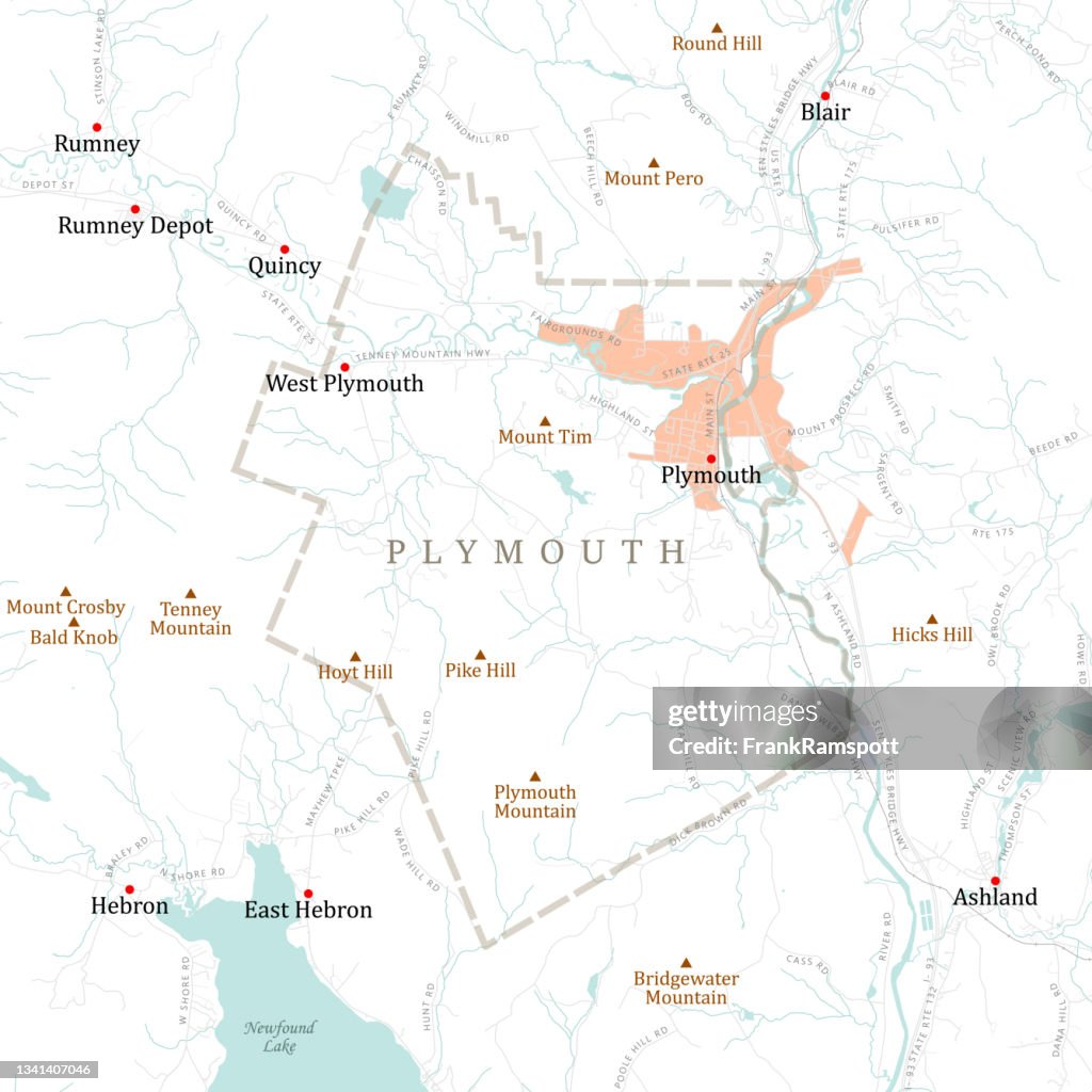 Carte routière du NH Grafton Plymouth Vector