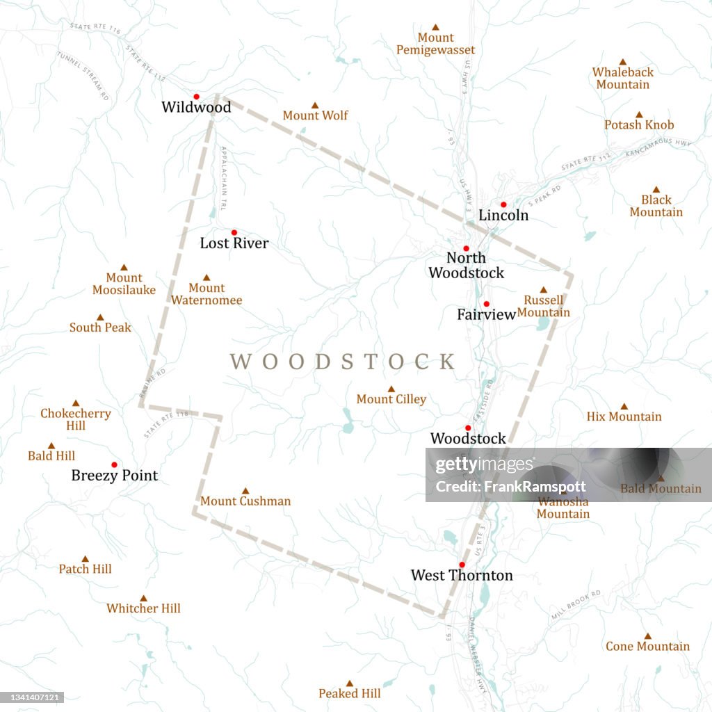 NH Grafton Woodstock Vector Road Map