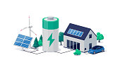 Home virtual battery energy storage with solar panels and electric car charging