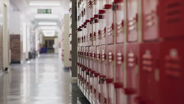 4k video footage of an empty corridor in a high school