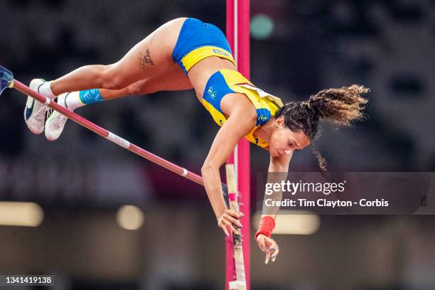 August 2: Angelica Bengtsson of Sweden in action during the Women's Pole Vault Qualification at the Olympic Stadium during the Tokyo 2020 Summer...