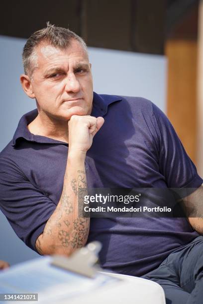 Former italian footballer Christian Vieri attends on the first day of the sixth edition of Il Tempo delle Donne festival at Milan Triennale on...
