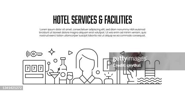 hotel services and facilities related modern line style banner design - spa reception stock illustrations