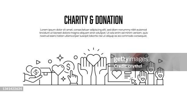 ilustrações de stock, clip art, desenhos animados e ícones de charity and donation related modern line style banner design - charity benefit