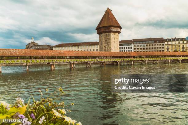 chapel bridge with tower,a¬†lucerne, switzerlanda¬† - chapel bridge stock pictures, royalty-free photos & images