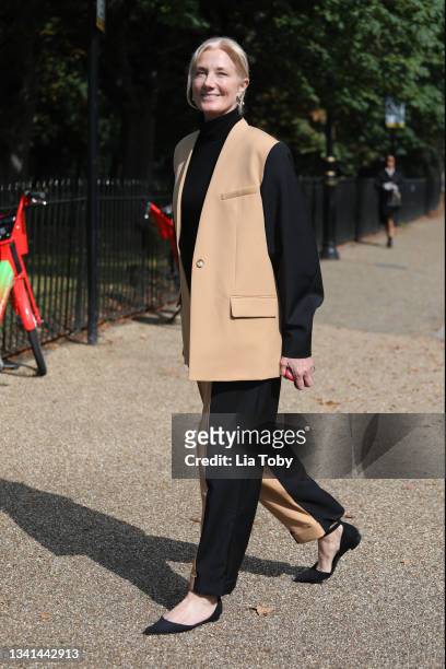 Joely Richardson attend the Roksanda show during London Fashion Week September 2021 at the Serpentine Gallery, Kensington Gardens on September 20,...