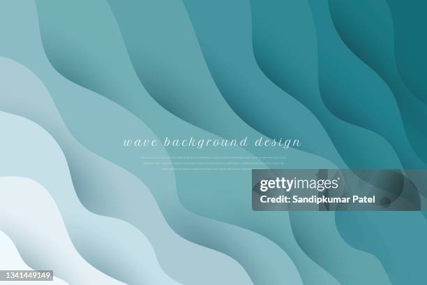 ilustraciones, imágenes clip art, dibujos animados e iconos de stock de arte de papel caricatura ondas abstractas. fondo de talla de papel. plantilla de diseño de origami moderno. - background ocean