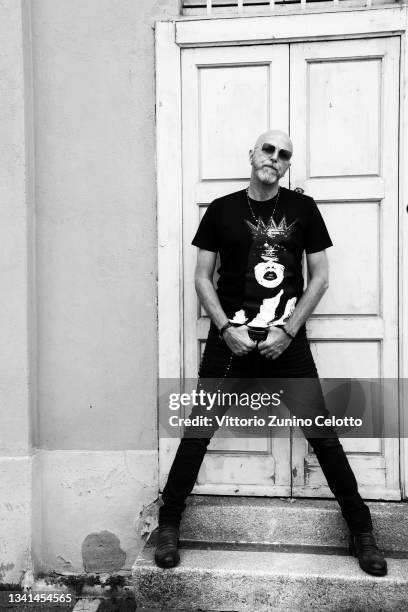 Pau of Negrita poses during the Carlo Pignatelli presentation during the Milan Fashion Week - Spring / Summer 2022 on September 20, 2021 in Milan,...