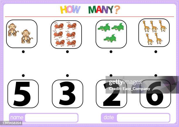 illustrations for educational games for children. so that children can learn to count the numbers according to the pictures provided in the animal category. - cubs game stock illustrations