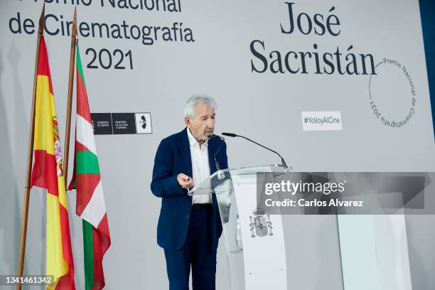 Actor Jose Sacristan receives the National Cinematography Award during 69th San Sebastian International Film Festival at Tabakalera on September 20,...