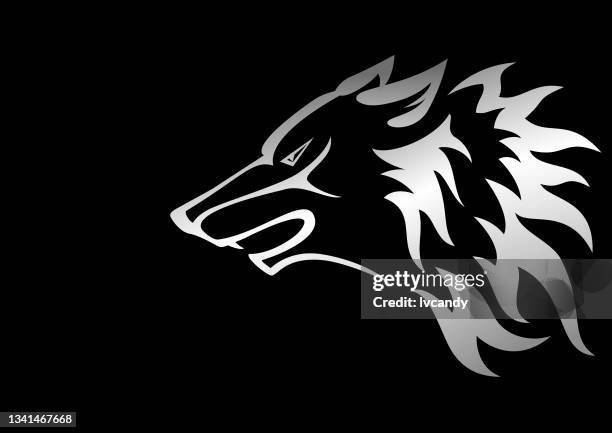 wolf symbol design - black fox stock-grafiken, -clipart, -cartoons und -symbole