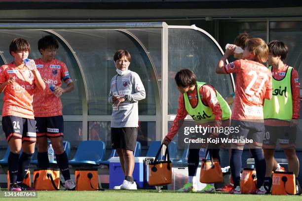 Shinobu Ohno of Omiya Ardija Ventus looks on during the WE League match between Omiya Ardija Ventus and Albirex Niigata Ladies at NACK5 Stadium Omiya...