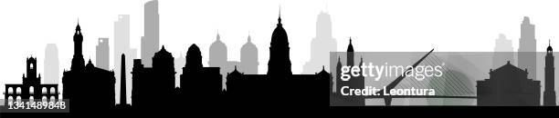 buenos aires skyline silhouette (all buildings are complete, moveable and highly detailed) - obelisco-de-buenos-aires stock illustrations