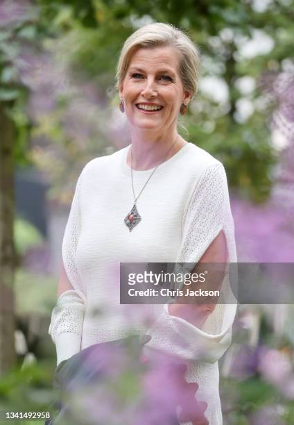 Sophie Countess of Wessex at the Queen’s Green Canopy Garden, which highlights the importance of trees and woodlands to the environment during a...