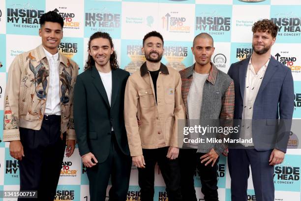 Max George, Siva Kaneswaran, Jay McGuiness, Tom Parker and Nathan Sykes members of The Wanted attend the "Inside My Head - The Concert" at Royal...