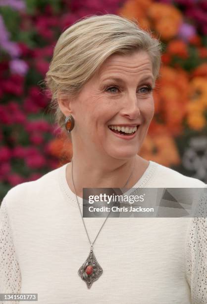 Sophie Countess of Wessex at the Queen’s Green Canopy Garden, which highlights the importance of trees and woodlands to the environment during a...