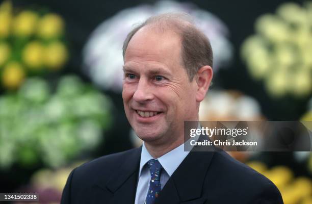 Prince Edward, Earl of Wessex at the Queen’s Green Canopy Garden, which highlights the importance of trees and woodlands to the environment during a...