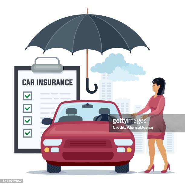 ilustraciones, imágenes clip art, dibujos animados e iconos de stock de seguro de coche. seguro de auto. - car insurance