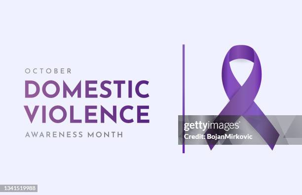 karte für den monat der häuslichen gewalt, oktober. vektor - domestic violence stock-grafiken, -clipart, -cartoons und -symbole