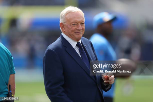 Owner Jerry Jones of the Dallas Cowboys at SoFi Stadium on September 19, 2021 in Inglewood, California.