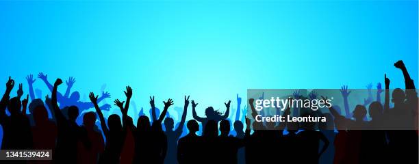 crowd (people are complete- a clipping path hides the legs) - crowd cheering background stock illustrations