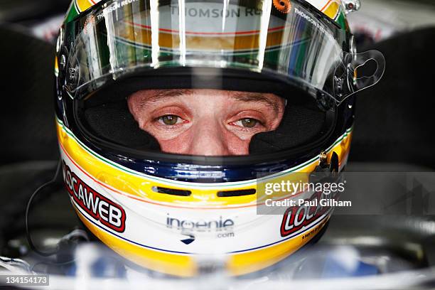 Rubens Barrichello of Brazil and Williams prepares to drive during the Brazilian Formula One Grand Prix at the Autodromo Jose Carlos Pace on November...