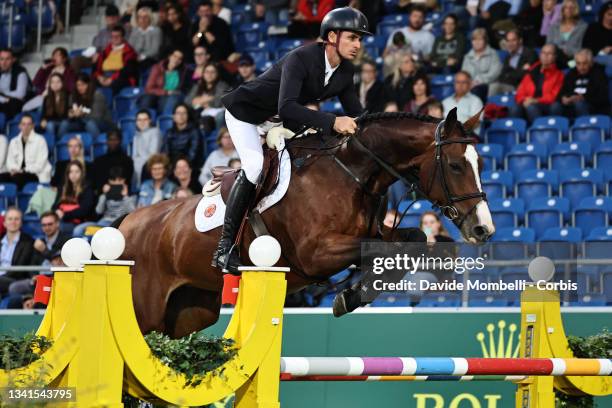 Steve Guerdat riding Dynamix de Belheme - SF during Youngster Cup Rolex CHIO Aachen on September 18, 2021 in Aachen, Germany.