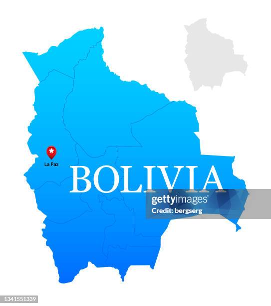 bolivia blue map with editable regions - santa cruz bolivia stock illustrations