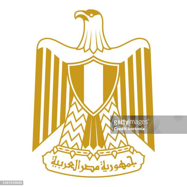 arabische republik ägypten afrikanisches landeswappen - ägyptische flagge stock-grafiken, -clipart, -cartoons und -symbole