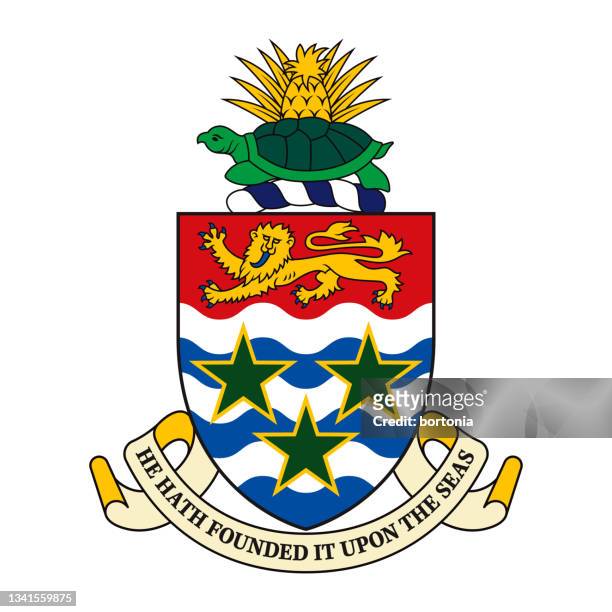 cayman islands coat of arms - george town grand cayman stock illustrations