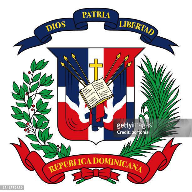 dominican republic coat of arms - league island stock illustrations