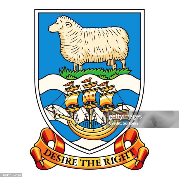 falkland islands coat of arms - antarctic ocean stock illustrations