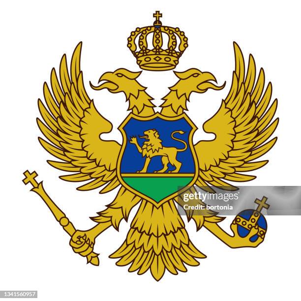 montenegro coat of arms - eastern european culture stock illustrations