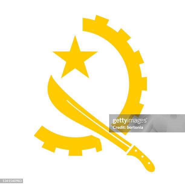 stockillustraties, clipart, cartoons en iconen met republic of angola flag symbol - machete