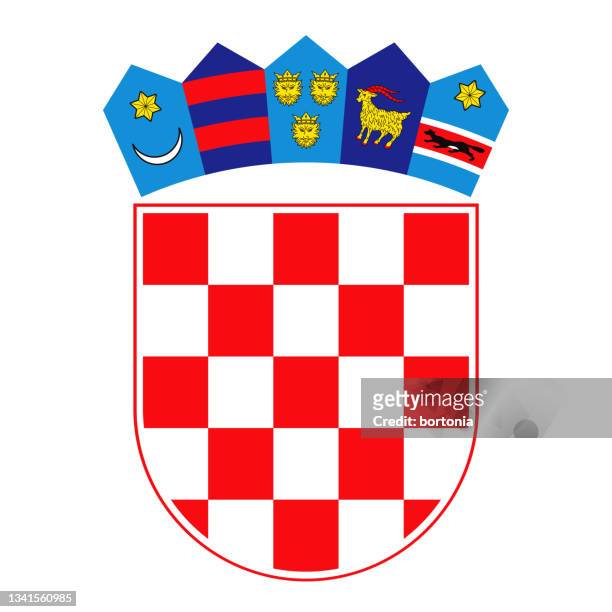 stockillustraties, clipart, cartoons en iconen met republic of croatia coat of arms - croatia flag