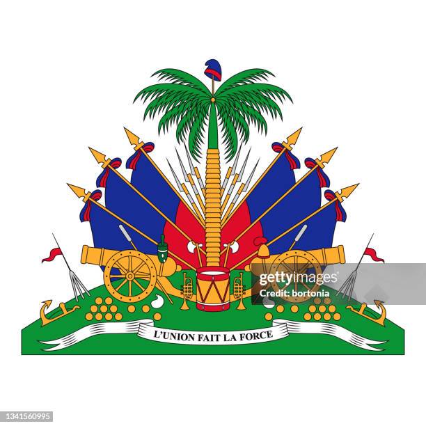 ilustraciones, imágenes clip art, dibujos animados e iconos de stock de escudo de armas de la república de haití - haiti ribbon