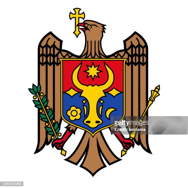 wappen der republik moldau - golden eagle stock-grafiken, -clipart, -cartoons und -symbole