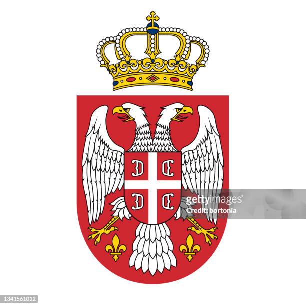 republic of serbia double headed eagle - serbian flag stock illustrations