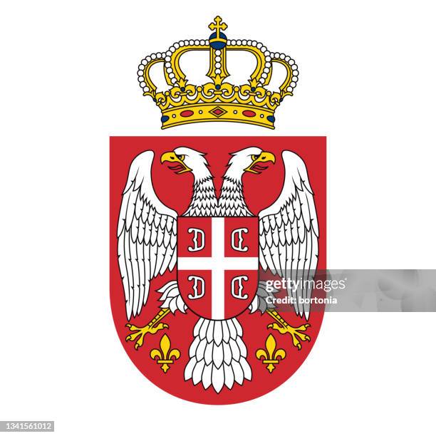 republic of serbia double headed eagle - serbian coat of arms stock illustrations