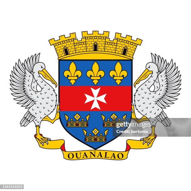 stockillustraties, clipart, cartoons en iconen met saint barthélemy coat of arms - herald