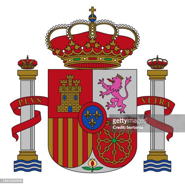 spain coat of arms - spain flag stock illustrations