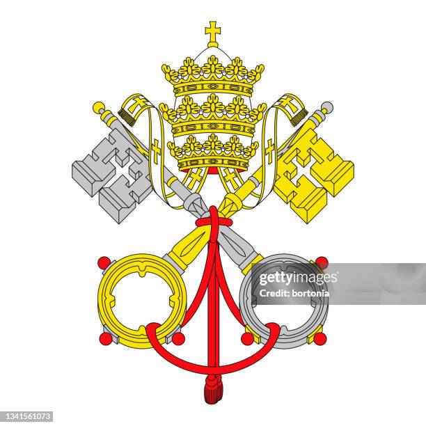 illustrazioni stock, clip art, cartoni animati e icone di tendenza di stemma della città del vaticano - tiara papale