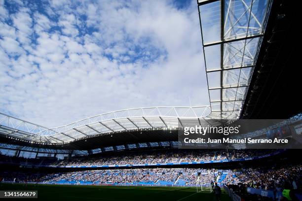 General view inside the stadium during the La Liga Santander match between Real Sociedad and Sevilla FC at Reale Arena on September 19, 2021 in San...
