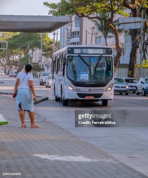 brazilian woman using public transport - recife stock pictures, royalty-free photos & images