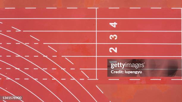 start running track in sport field - second stock pictures, royalty-free photos & images