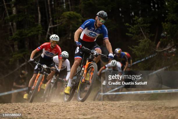 Victor Koretzky of France during competes during the cross country short track race at the UCI Mountain Bike World Cup on September 17, 2021 in...