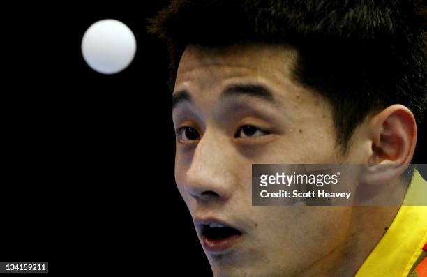Zhang Jike of China in action against Gao Ning of Singapore during the Men's Singles Semi Final match during day four of the ITTF Pro Tour Table...