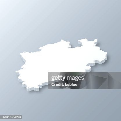North Rhine-Westphalia 3D map on gray background North Rhine-Westphalia 3D map on gray background